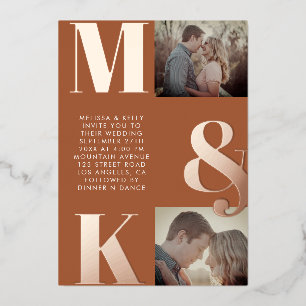 Invitación Con Relieve Metalizado Moderno Boda de fotografía Minimalista audaz Monog