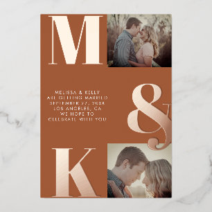 Invitación Con Relieve Metalizado Moderno Boda de fotografía Minimalista audaz Monog