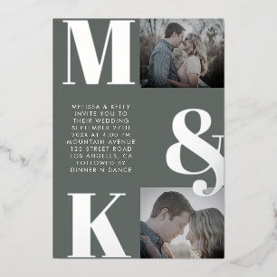 Invitación Con Relieve Metalizado Moderno Boda de fotografía Minimalista audaz Monog