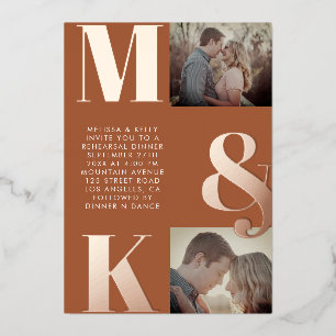 Invitación Con Relieve Metalizado Moderno Boda de fotografía Minimalista audaz Monog