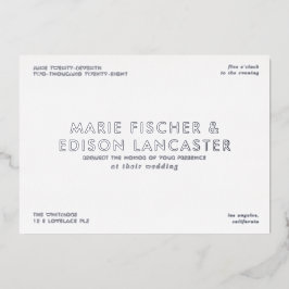 Invitación Con Relieve Metalizado Moderno Boda Minimalista simple y elegante con enc