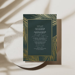 Invitación Con Relieve Metalizado Moderno Chic Playa Palma & Código QR de RSVP Boda