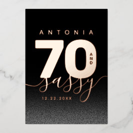 Invitación Con Relieve Metalizado Moderno cobre 70 y elegante