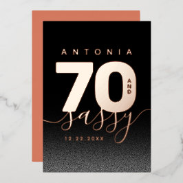 Invitación Con Relieve Metalizado Moderno cobre 70 y elegante