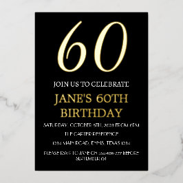 Invitación Con Relieve Metalizado Moderno código QR de 60 años de Relieve metalizado