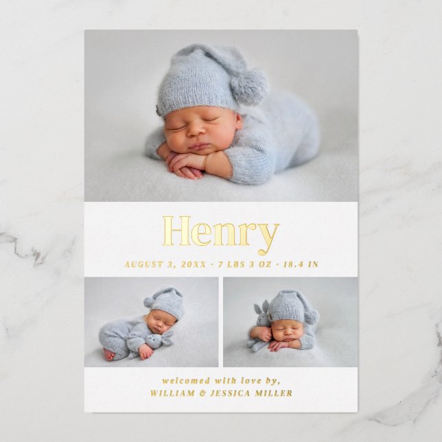 Invitación Con Relieve Metalizado Moderno Collage de fotos clásico 3 (Anverso)