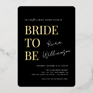 Invitación Con Relieve Metalizado Moderno Contemporáneo Bridal Shower Negro y Dorado