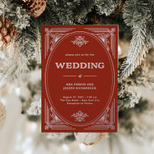 Moderno Deco | Boda elegante de vacaciones de rojo
