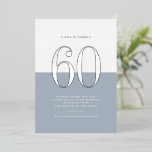 Invitación Con Relieve Metalizado Moderno Dusty Blue 60th Birthday Silver<br><div class="desc">Invite a los invitados a su evento con esta invitación de personalizable de 60 años. Presenta un moderno bloque de colores con tipografía moderna. Personalice esta moderna invitación de cumpleaños número 60 añadiendo los detalles del evento. Esta invitación de Relieve metalizado de 60 años está disponible en otros colores de...</div>