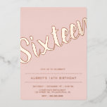 Invitación Con Relieve Metalizado Moderno Dusty Rosa Dorado Dulce Dieciséis<br><div class="desc">Moderno Dusty Rosa Dorado Dulce Dieciséis Invitaciones De Relieve metalizado</div>