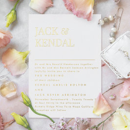 Invitación Con Relieve Metalizado Moderno Elegante | Nombres Editables Boda Oro