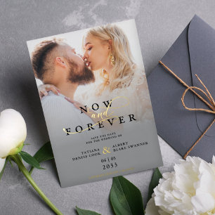 Invitación Con Relieve Metalizado Moderno gradiente gris Elegante Boda de guión gráf