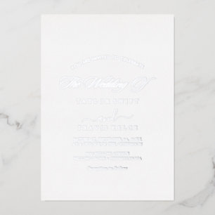 Invitación Con Relieve Metalizado  Moderno guión de papel de plata   Boda de fotos 
