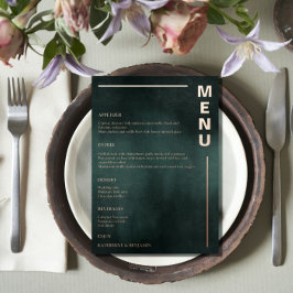 Invitación Con Relieve Metalizado Moderno menú de matrimonio elegante negro verde es