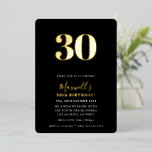 Invitación Con Relieve Metalizado MODERNO MINIMAL simple 30 fiesta oro blanco negro<br><div class="desc">por kat massard >>> https://linktr.ee/simplysweetpaperie <<< Un moderno diseño de invitación mínima para tu CUMPLEAÑOS - actualiza la plantilla para reflejar tu EDAD - ¡demasiado fácil! CONSEJO :: 1. Para cambiar/mover gráficos y fuentes y añadir más texto, pulse el botón "personalizar". - - - - - - - - -...</div>
