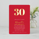 Invitación Con Relieve Metalizado MODERNO MINIMAL simple fiesta de 30 años rojo<br><div class="desc">por kat massard >>> https://linktr.ee/simplysweetpaperie <<< Un moderno diseño de invitación mínima para tu CUMPLEAÑOS - actualiza la plantilla para reflejar tu EDAD - ¡demasiado fácil! CONSEJO :: 1. Para cambiar/mover gráficos y fuentes y añadir más texto, pulse el botón "personalizar". - - - - - - - - -...</div>