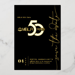 Invitación Con Relieve Metalizado Moderno Minimalista 50º Gala Guardar la Fecha