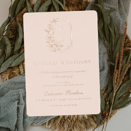 Invitación Con Relieve Metalizado Moderno Minimalista | Boda Rosa Dorado