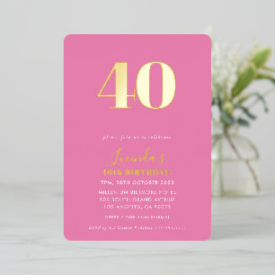Invitación Con Relieve Metalizado MODERNO MINIMALISTA fiesta de cumpleaños 30 simple