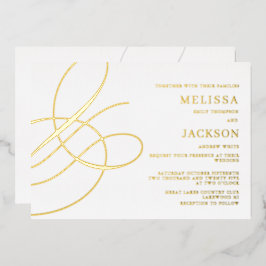 Invitación Con Relieve Metalizado Moderno moderado elegante Ampersand Boda