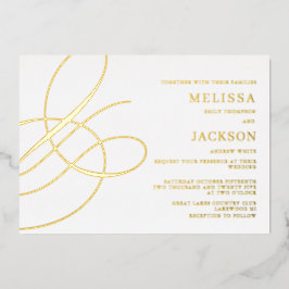 Invitación Con Relieve Metalizado Moderno moderado elegante Ampersand Boda