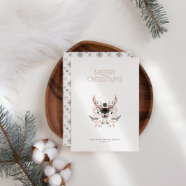 Invitación Con Relieve Metalizado Moderno Navidad elegante Rosa Relieve metalizado t