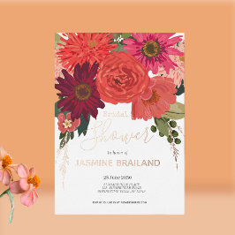 Invitación Con Relieve Metalizado Moderno otoño floral Bouquet Bridal Shower