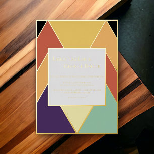 Invitación Con Relieve Metalizado Moderno Resumen Geométrico Elegante Boda Oro