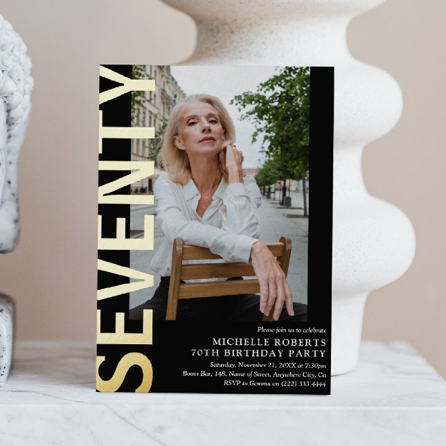 Invitación Con Relieve Metalizado Moderno SETENTA Foto 70º fiesta de cumpleaños (Subido por el creador)