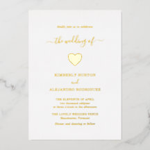 Moderno Simple Lindo Corazón Elegante Boda de Oro