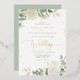 Invitación Con Relieve Metalizado Moderno y elegante Boda de la vegetación