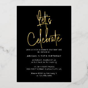 Invitación Con Relieve Metalizado Moderno y elegante celebran la fiesta de cumpleaño
