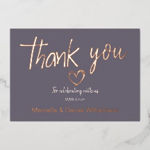 Moderno y mínimo corazón y guión Gracias Boda