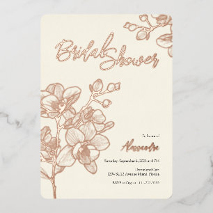 Invitación Con Relieve Metalizado Momentos dorados de Orquídea BODA Ducha de nov