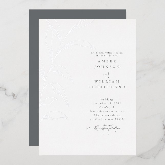 Invitación Con Relieve Metalizado Momentos simples Padres Boda de Relieve metalizado (Anverso/Reverso)