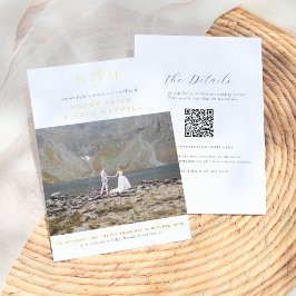 Invitación Con Relieve Metalizado Monograma brillante todo en un Boda fotográfico de