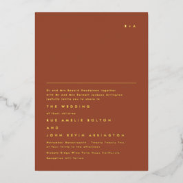 Invitación Con Relieve Metalizado Monograma de oro simple y elegante | Desierto de T