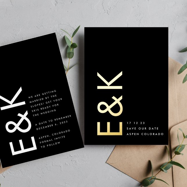 Invitación Con Relieve Metalizado Monograma de Oro ultramoderno sin fotografía Ahorr (Subido por el creador)