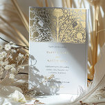 Invitación Con Relieve Metalizado Monograma Dos Aves Gemelas Boda Victoriano<br><div class="desc">Esta encantadora invitación a la boda es un testimonio de la elegancia romántica con su doble diseño de pájaro, que representa la unidad de la novia y el novio. La invitación, con un sofisticado telón de fondo floral de inspiración victoriana, incluye un par de pájaros delicadamente encaramados en un tapiz...</div>