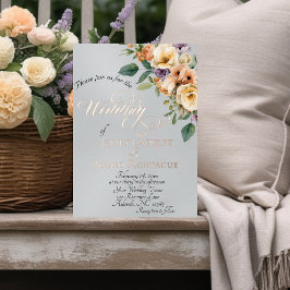 Invitación Con Relieve Metalizado Monograma floral y de guirnalda en crema - Plata