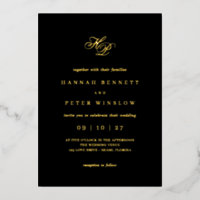 Monograma manuscrito romántico Iniciales Boda negr