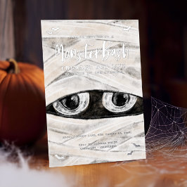 Invitación Con Relieve Metalizado Monster Bash Spooky Mummy Halloween Party