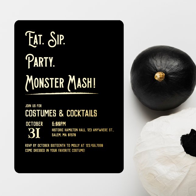 Invitación Con Relieve Metalizado Monster Mash Halloween Party (Subido por el creador)