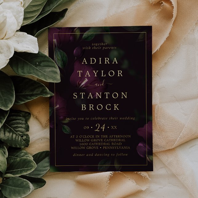 Invitación Con Relieve Metalizado Moody Purple Blogs | Boda de patrón negro de Relie (Subido por el creador)