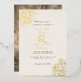 Invitación Con Relieve Metalizado Moody Smoked Gold Ampersand (vertical)