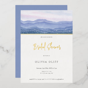 Invitación Con Relieve Metalizado Morple Mountains Bridal Shower