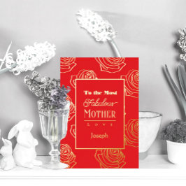 Invitación Con Relieve Metalizado Most Fabulous Mother Red Rose Foil Invitation