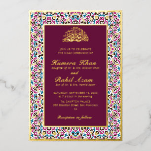 Invitación Con Relieve Metalizado Motivo marroquí joya celosía islámica