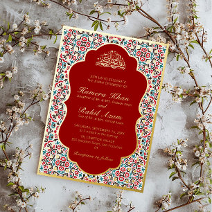 Invitación Con Relieve Metalizado Motivo marroquí joya celosía islámica