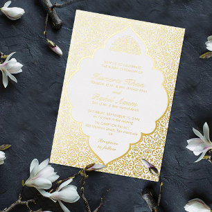 Invitación Con Relieve Metalizado Motivo Marroquí Joyas Celosía Islámica